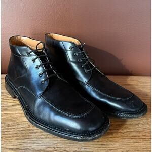 Salvatore Ferragamo Black Leather Lace Up Chukka Ankle Boots Italy Mens Size 9 D